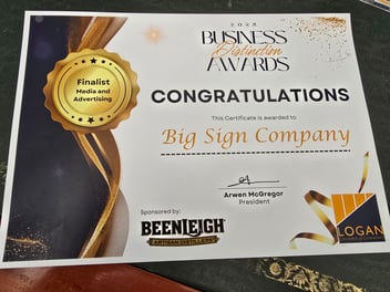 Big Sign Company Award - Finalist in Media & Advertising