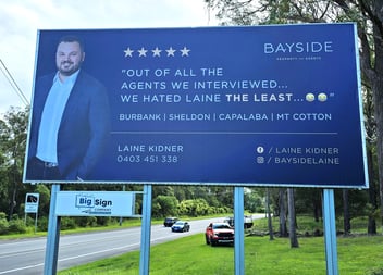 Laine Kidner’s Cheeky Billboard Turns Heads on Mt Cotton Road